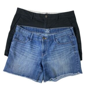 Old Navy 2-Pair Women’s Shorts Bundle Distressed Denim & Black Short SZ 10